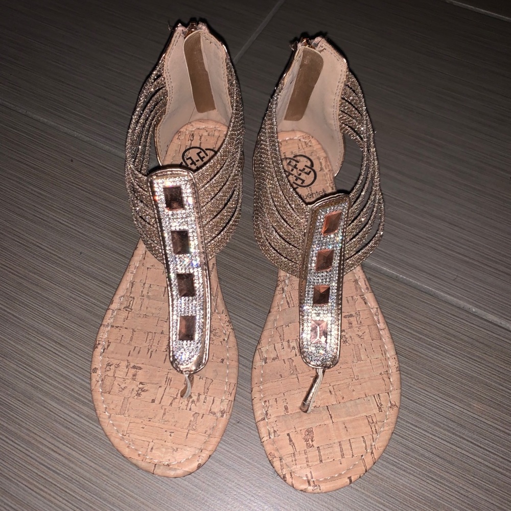 Daisy Fuentes Rose Gold Open Toe Sandals